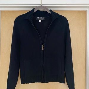 St. John knits sport essentials black zippered knit hoodie jacket  size S